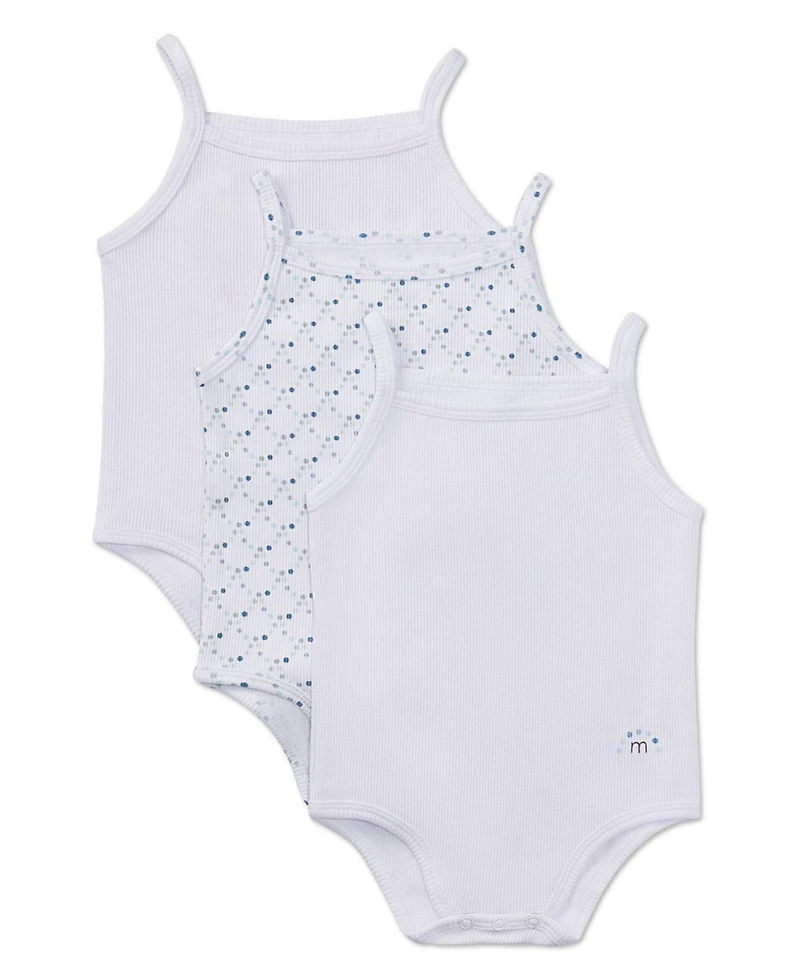 MeMoi Baby Girls 3 Pair Pack Cotton Rich Ribbed and Dot Pattern Bodysuits