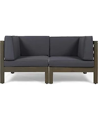 Streamdale Acacia Wood Outdoor Loveseat Sectional - 2 Piece Set