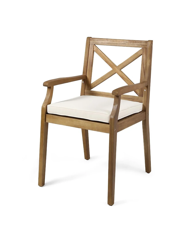 Streamdale White Cushion Patio Dining Chairs - Solid Wood, Water-Resistant