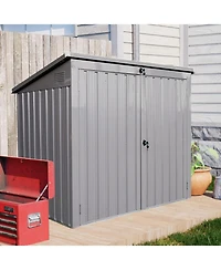 Streamdale Metal outdoor bin shed, Stores 2 trash cans, Galvanized steel, gray