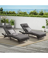 Streamdale Outdoor Wicker Reclining Lounge Chairs (Set of 2) - Beach, Pool, Garden
