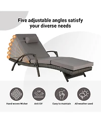 Streamdale Outdoor Wicker Reclining Lounge Chair Set, Cushioned, 150° Recline