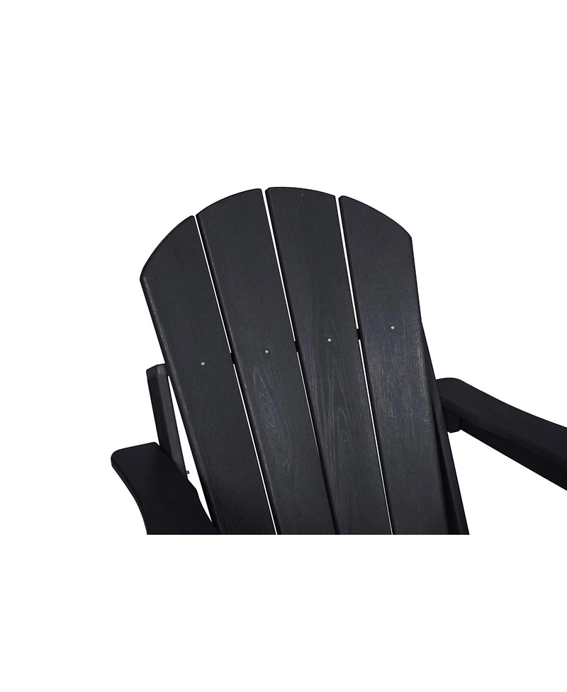 Streamdale Black Hdpe Folding Adirondack Chair w/ Cup Holders