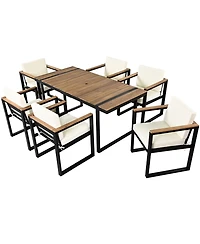 Streamdale 7-Piece Outdoor Dining Set, Table, Chairs, Cushions - Beige