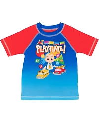 CoComelon Toddler Boys Rash Guard and Swim Trunks Outfit Set