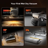 Roborock F25 Rt Cordless Wet Dry Vacuum Cleaner, Lightweight Floor Washer with 20,000 Pa Suction Power, Hot Water Self-Cleaning & Drying, Edge Cleanin