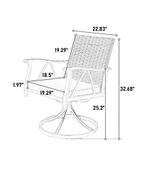 Streamdale 5pc Patio Dining Set, Wicker, Swivel Chairs, Steel Table, Cushions