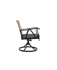 Streamdale 7pc Patio Dining Set, Wicker, Swivel Rockers, Cushions, Table
