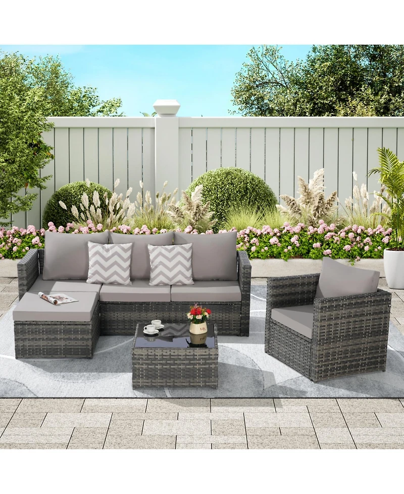 Streamdale 3-Piece Patio Set, Woven L-Shaped Sectional, Sofa, Lounger & Coffee Table