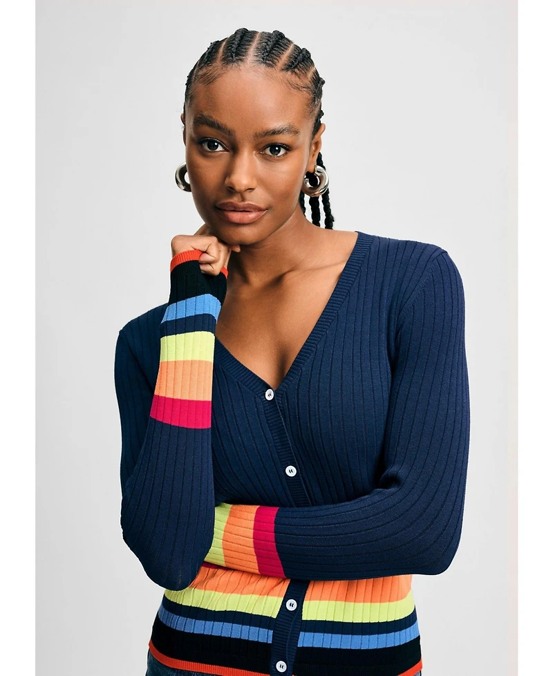 Isaac Mizrahi Women's Striped Cardigan