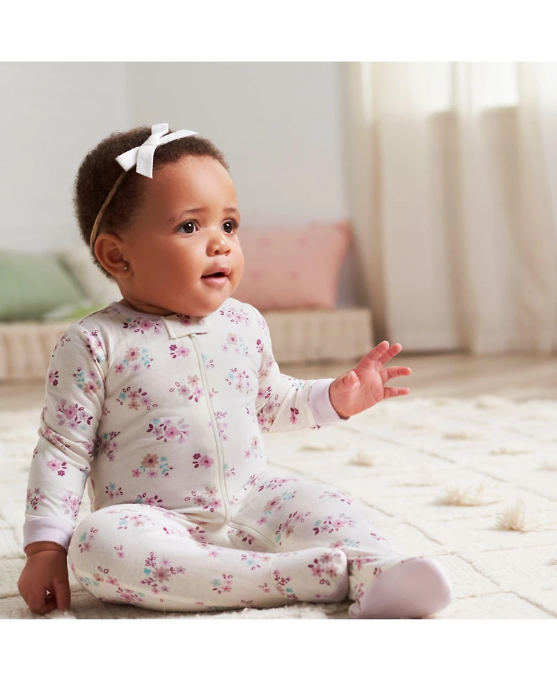 Gerber Baby Girls Sleep N' Play Pajamas, 4-pack