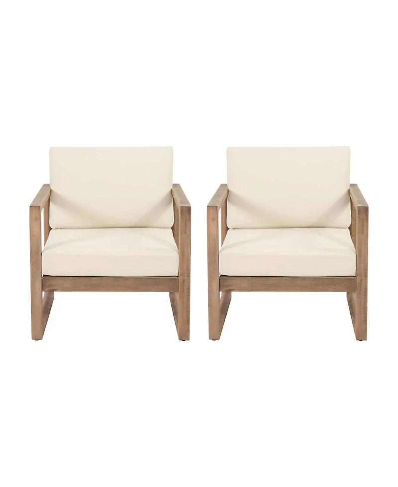 Acacia Patio Club Chair, Brown Wash, Beige Cushion, Waterproof