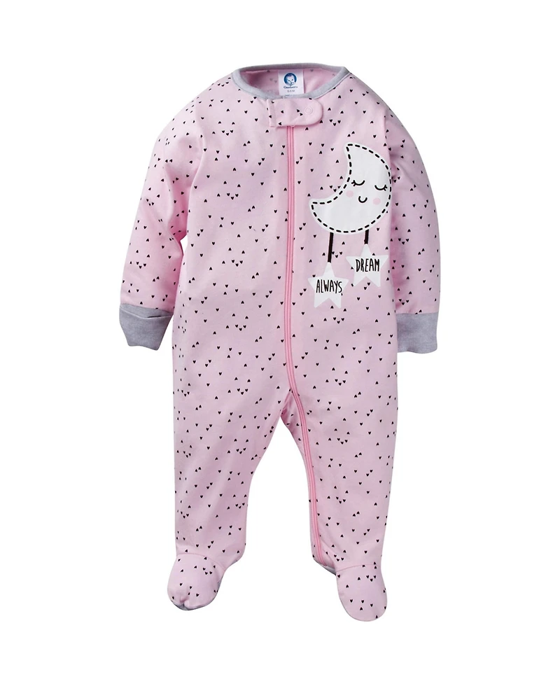 Gerber Baby Girls Sleep N' Play Pajamas, 4-pack
