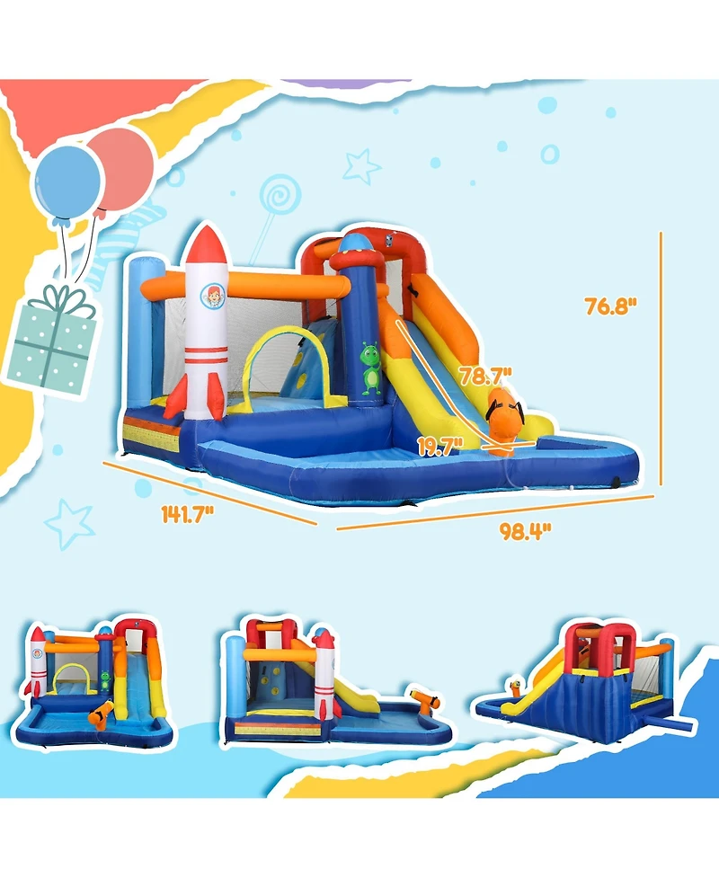 Qaba 5 in 1 Inflatable Bounce House Water Slide with 550W Blower