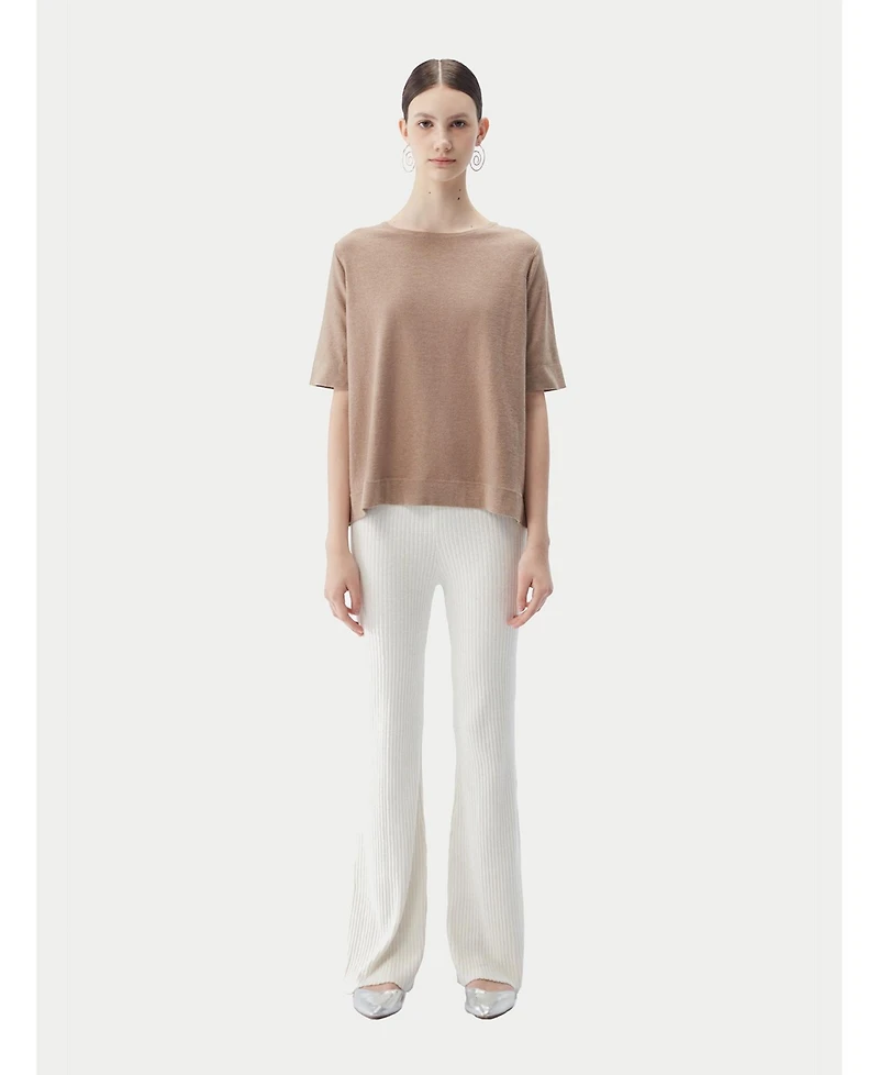 Gobi Cashmere Women's Box-Cut Cotton Silk Blend T-Shirt