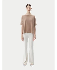 Gobi Cashmere Women's Box-Cut Cotton Silk Blend T-Shirt