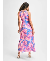 Isaac Mizrahi Women's Halter Tie Waist Ankle Length Dress