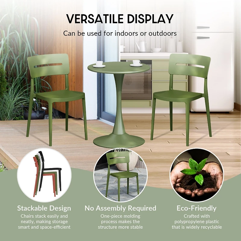Modern 5-Piece Resin Round Patio Dining Table Set with Stackable Chairs