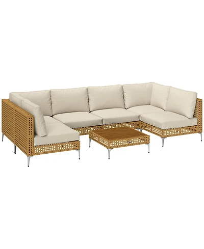 Outsunny 7 Piece Wicker Patio Furniture Set Outdoor Sectional, /