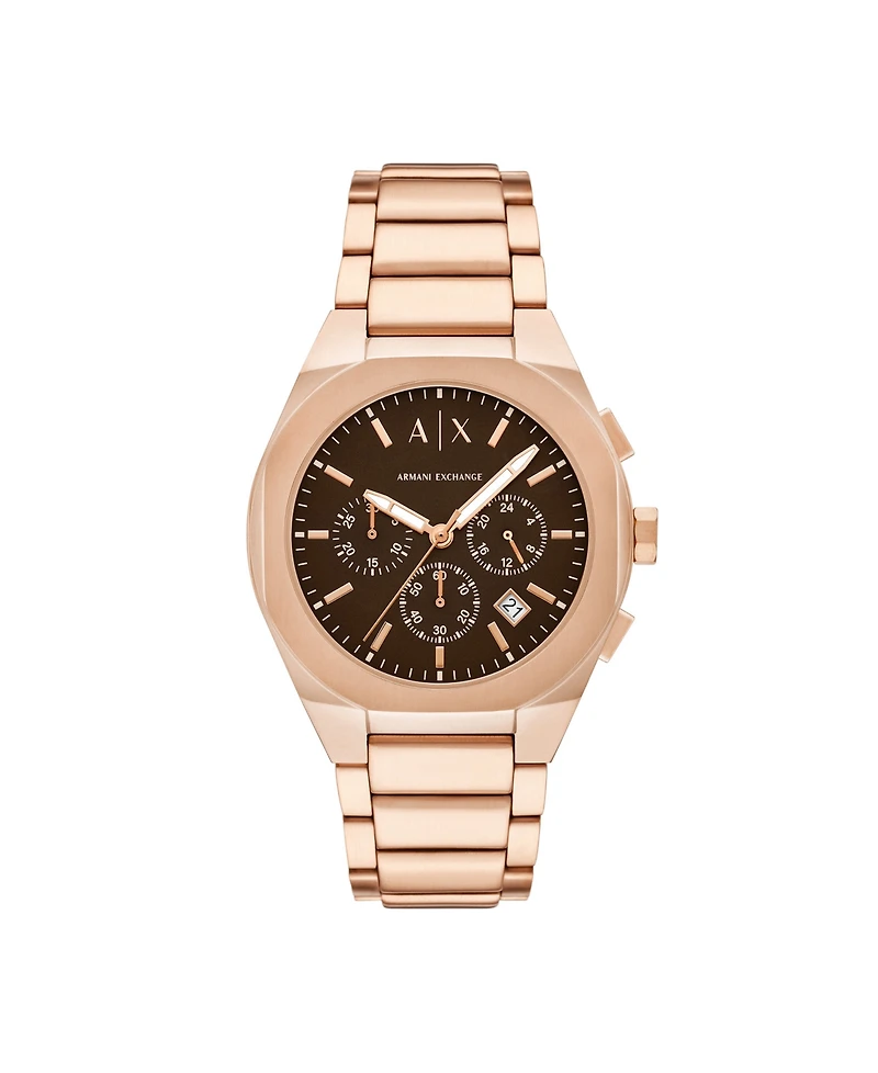 A|X Armani Exchange Men's Quartz Chronograph Rose Gold Stainless Steel Watch, 42mm