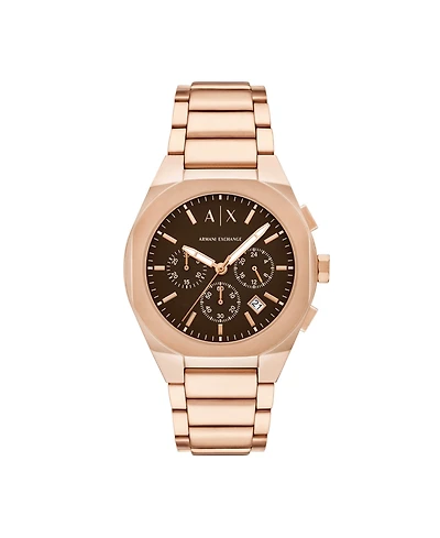 A|X Armani Exchange Men's Quartz Chronograph Rose Gold Stainless Steel Watch, 42mm
