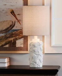 StyleCraft Home Collection 21" Seashell Coastal Motif Fabric Shade Table Lamp