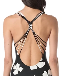 Vince Camuto Women's Floral-Print Plunge One-Piece Swimsuit