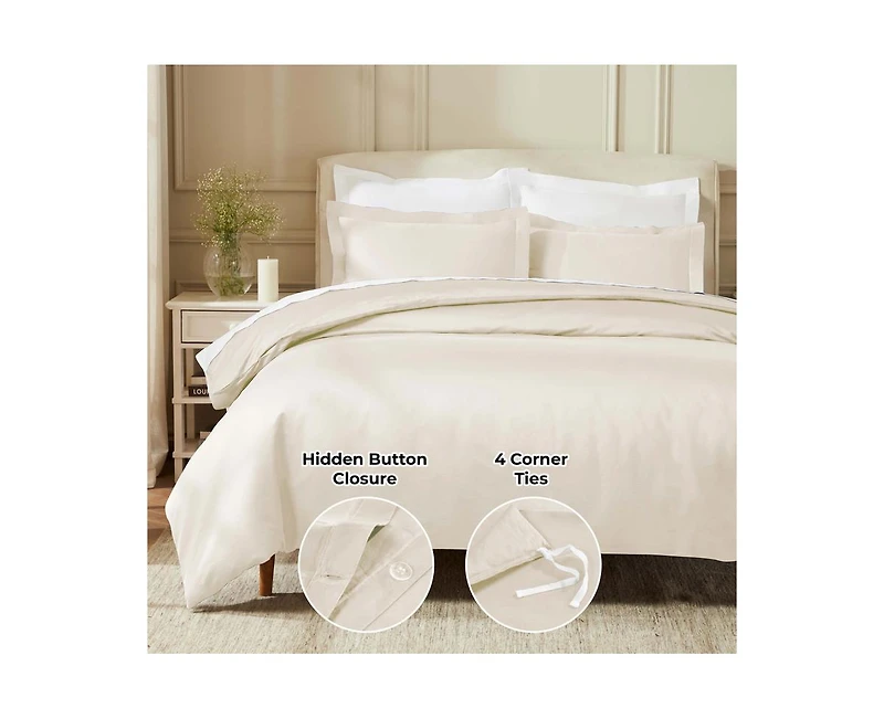 Superior Egyptian Cotton 850 Thread Count Solid Duvet Cover Set, King/California King