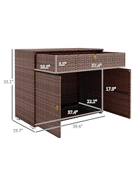 Outsunny Outdoor Towel Rack for Pool w/ Drawer & Cabinet