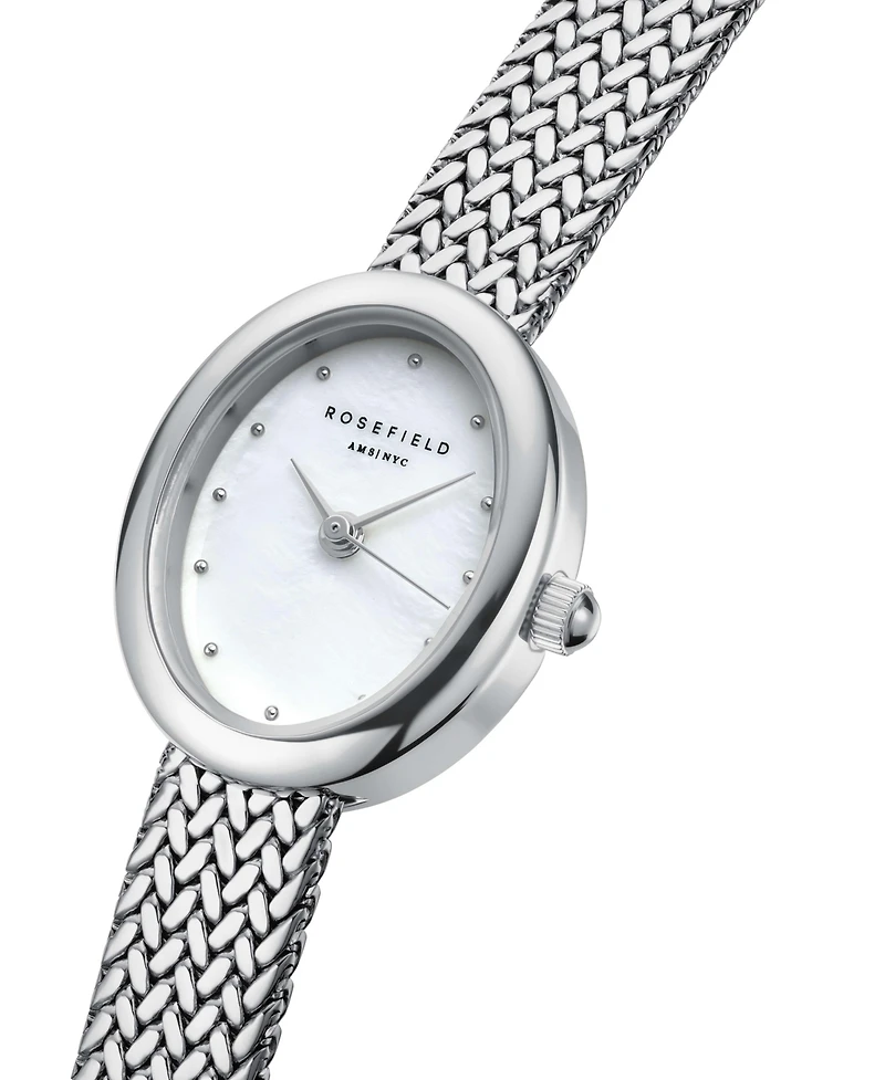 Rosefield Mini Oval Women's Silver Tone Stainless Steel Bracelet Watch 22mm