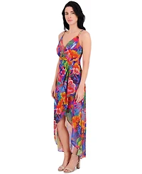 Siena Women's Floral Print Sleeveless High-Low Maxi Dress