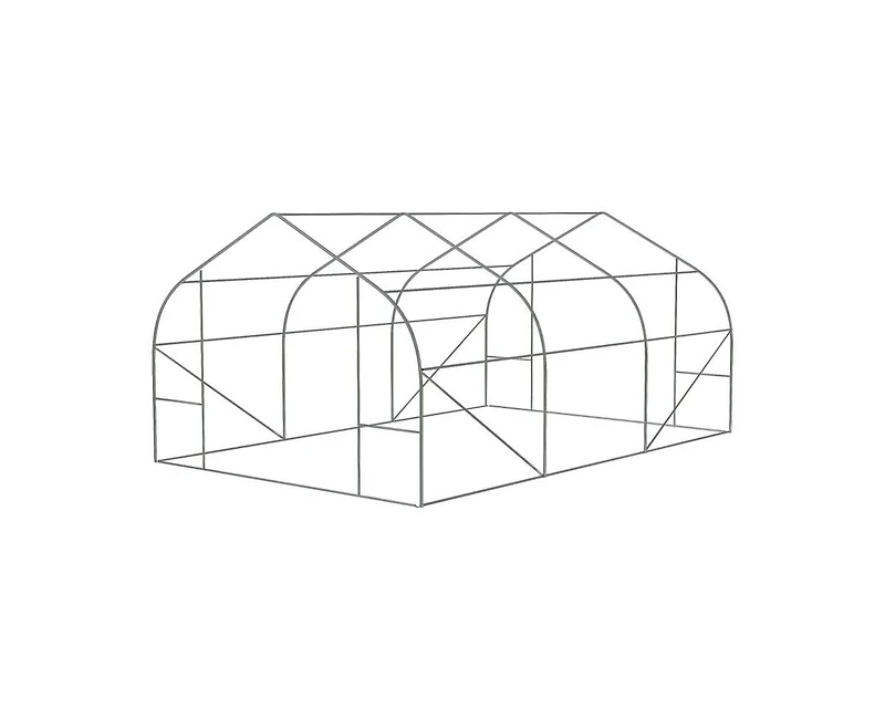Greenhouse with Green Pe Cover and Heavy-Duty Steel Frame