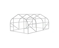 Greenhouse with Green Pe Cover and Heavy-Duty Steel Frame