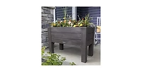 Rectangular Plastic Raised Garden Bed Planter Box - Cedar Wood Finish