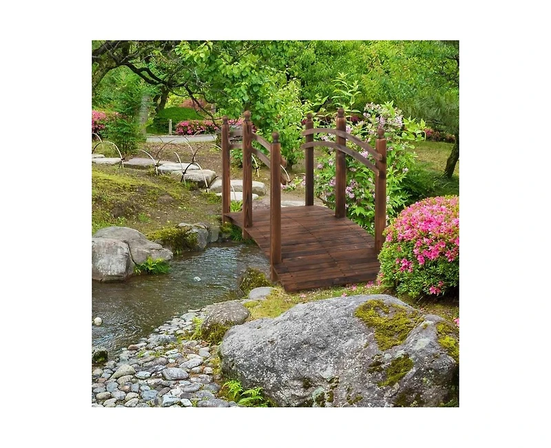 Garden Bridge with Handrails for Outdoor Landscaping and Pathway Decoration