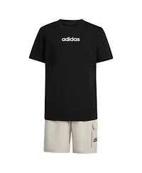 adidas Big Boys Short-Sleeve T-Shirt and Cargo Woven Shorts, 2 Piece Set