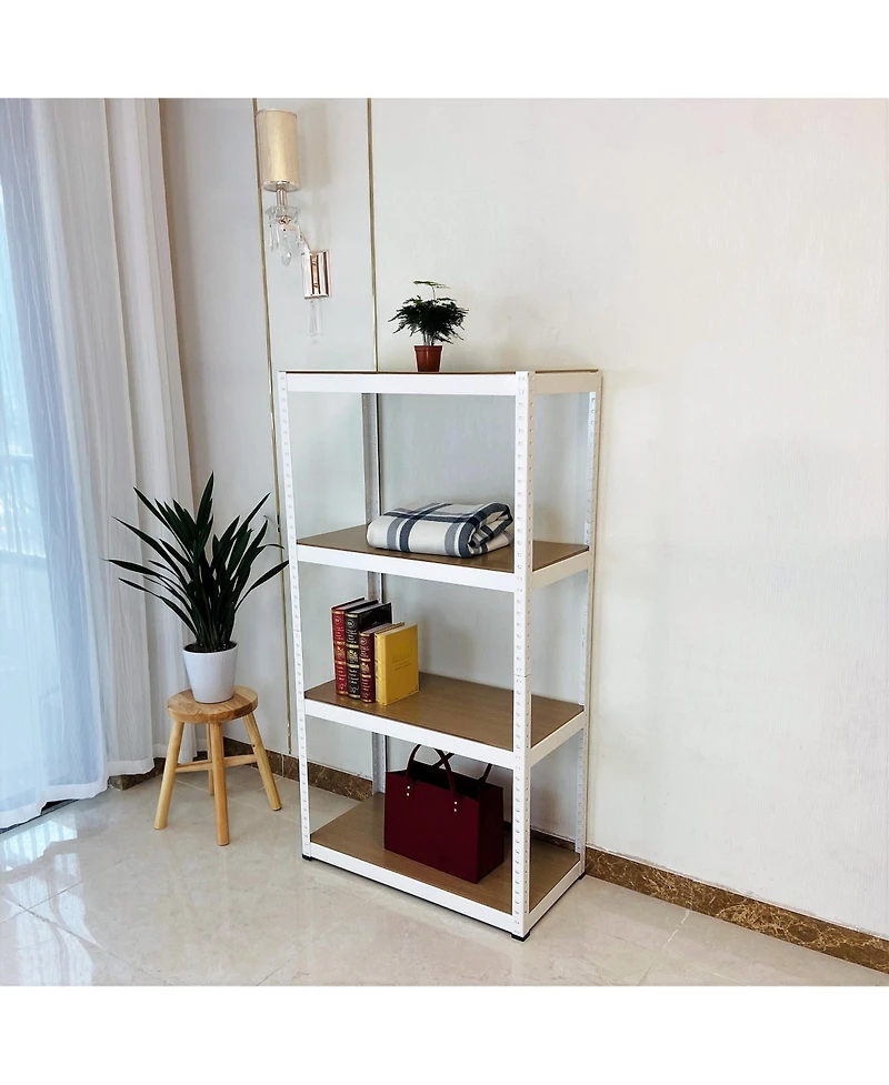 Storage Rack Shelving Unit Storage Shelf Steel Garage Utility Rack 4-Shelf Adjustable Shelves Heavy Duty Display Stand for Books, Kitchenware, Tools B