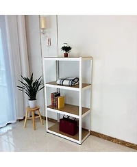 Storage Rack Shelving Unit Storage Shelf Steel Garage Utility Rack 4-Shelf Adjustable Shelves Heavy Duty Display Stand for Books, Kitchenware, Tools B