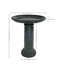 Toulon Outdoor Ceramic Bird Bath - 24.5" H - Uv- and Frost-Resistant - Glazed Bowl