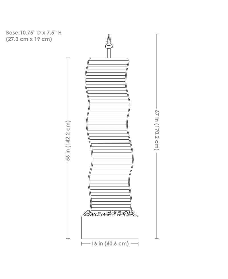 56" H Curved Ridge Slate Indoor Waterfall Fountain with Spotlight