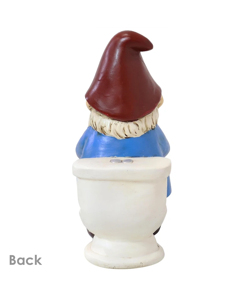 9.5-Inch Cody the Garden Gnome on the Throne Reading His Phone Sculpture - Funny Lawn Decoration - Blue