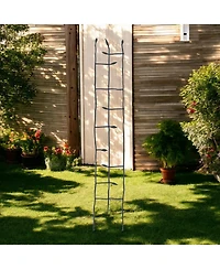 Narrow Metal Garden Trellis with Sprouting Twig Leaf Design for Climbing Plants