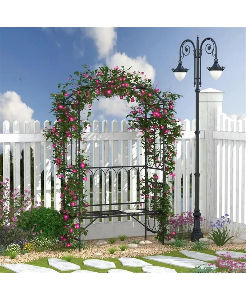 Garden Arch with 2-Seat Bench
