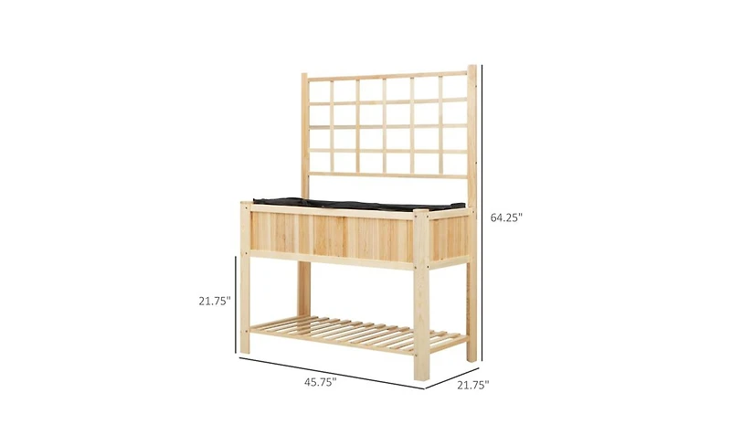 Multi-Functional Wooden Garden Box with Storage and Planter Space