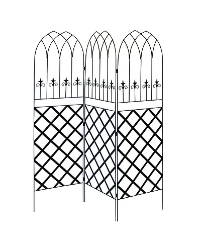3-Panel Lattice Screen Garden Trellis for Outdoor Privacy and Plant Support