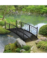 Outdoor Arch Garden Bridge with Side Rails for Elegant Landscaping and Garden Paths