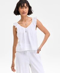 On 34th Women's Cotton Gauze Flutter-Sleeve Top, Exclusively at Macy's