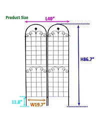 2 Pack Metal Garden Trellis for Climbing Plants Outdoor 86.7'' x 19.7'' Rustproof Plant Support Rose Trellis Netting Trellis Black