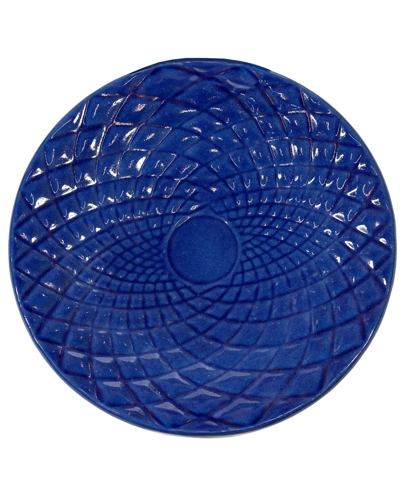 Rennes Ceramic Bird Bath with Lava Finish -Blue Glazed Bowl with Blue Distressed Ceramic Finish - 22.5"