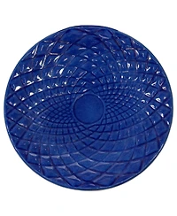 Rennes Ceramic Bird Bath with Lava Finish -Blue Glazed Bowl with Blue Distressed Ceramic Finish - 22.5"